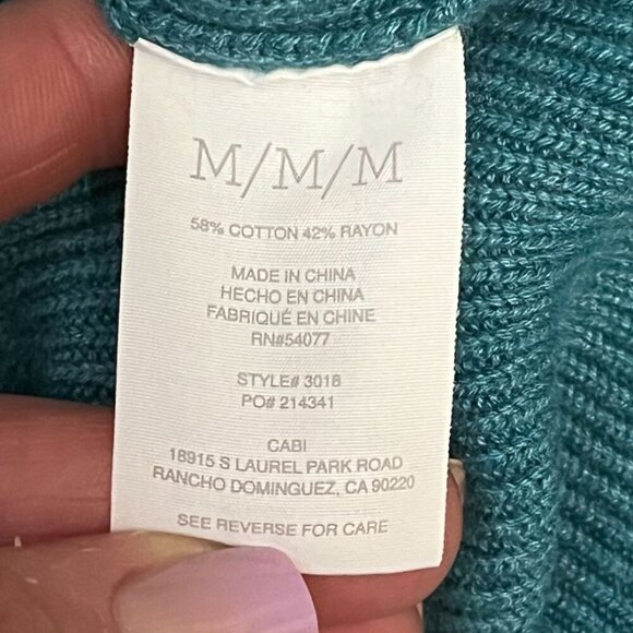 Cabi Teal Faux Fur Removable Collar Cardigan Sweater Button Front 3018 Medium - Picture 9 of 11